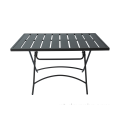 Mesa retangular dobrável de metal de 120 * 80 cm com tampo de ripa